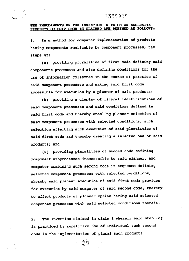 Document de brevet canadien 1335905. Revendications 19941213. Image 1 de 3