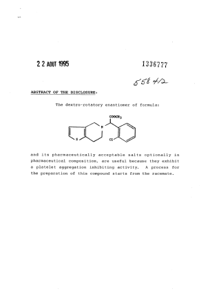 Document de brevet canadien 1336777. Abrégé 19941222. Image 1 de 1