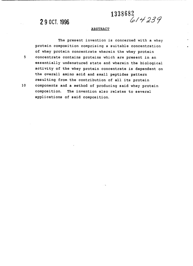 Document de brevet canadien 1338682. Abrégé 19951229. Image 1 de 1