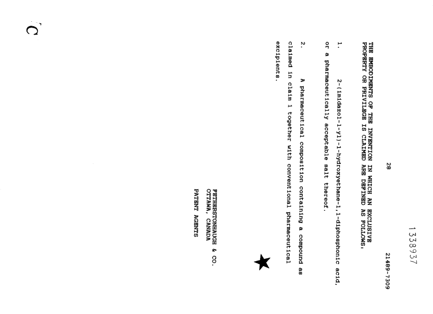Document de brevet canadien 1338937. Revendications 19970221. Image 1 de 1