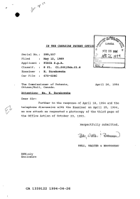 Canadian Patent Document 1339122. PCT Correspondence 19940426. Image 1 of 1