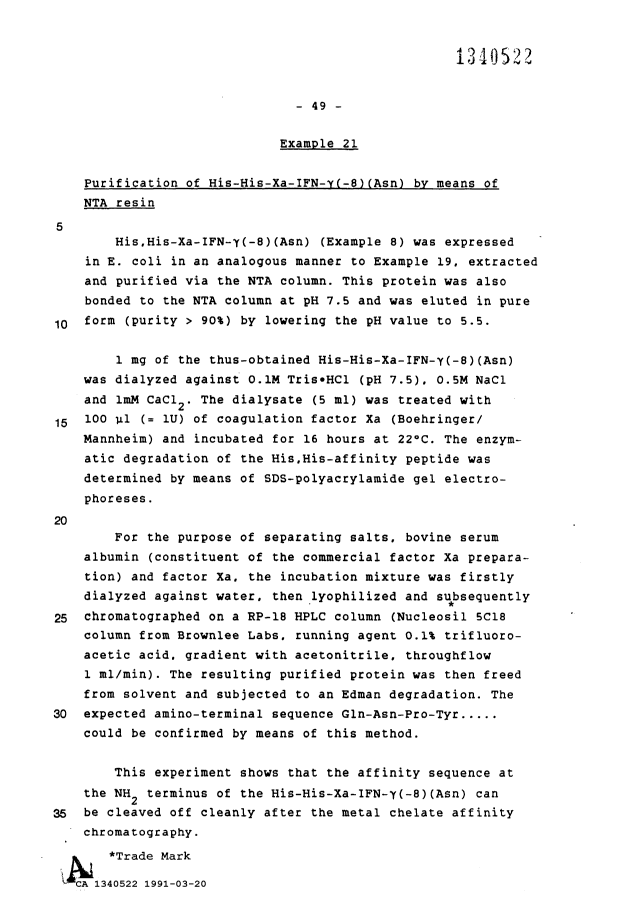 Canadian Patent Document 1340522. Prosecution Correspondence 19910320. Image 2 of 4