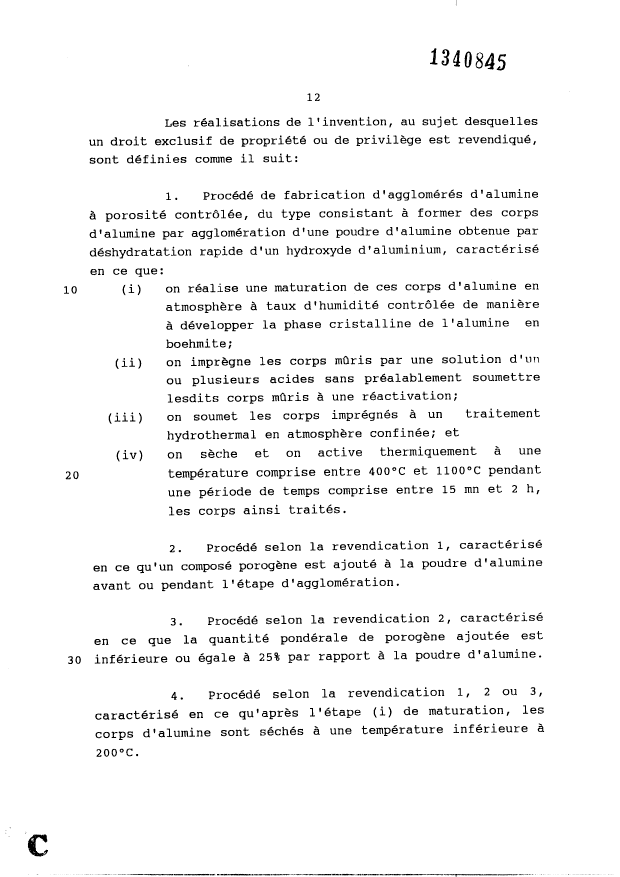 Document de brevet canadien 1340845. Revendications 19991207. Image 1 de 3