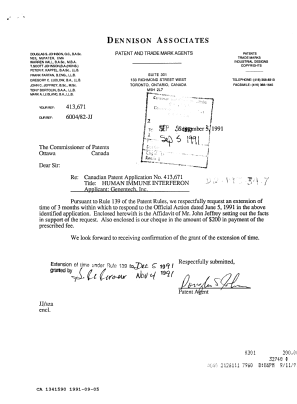Canadian Patent Document 1341590. Prosecution Correspondence 19910905. Image 1 of 2