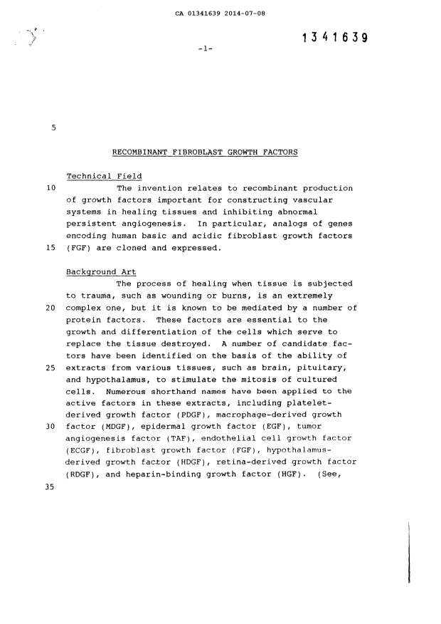 Canadian Patent Document 1341639. Description 20140708. Image 1 of 72