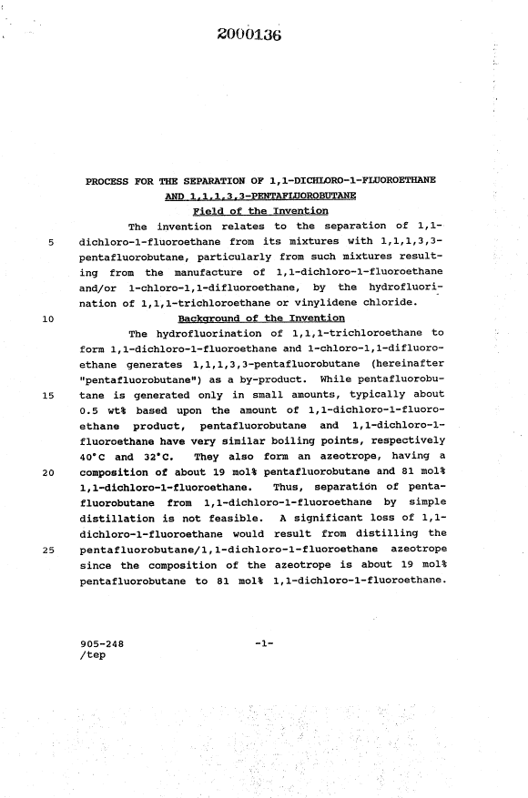 Document de brevet canadien 2000136. Description 19901104. Image 1 de 8