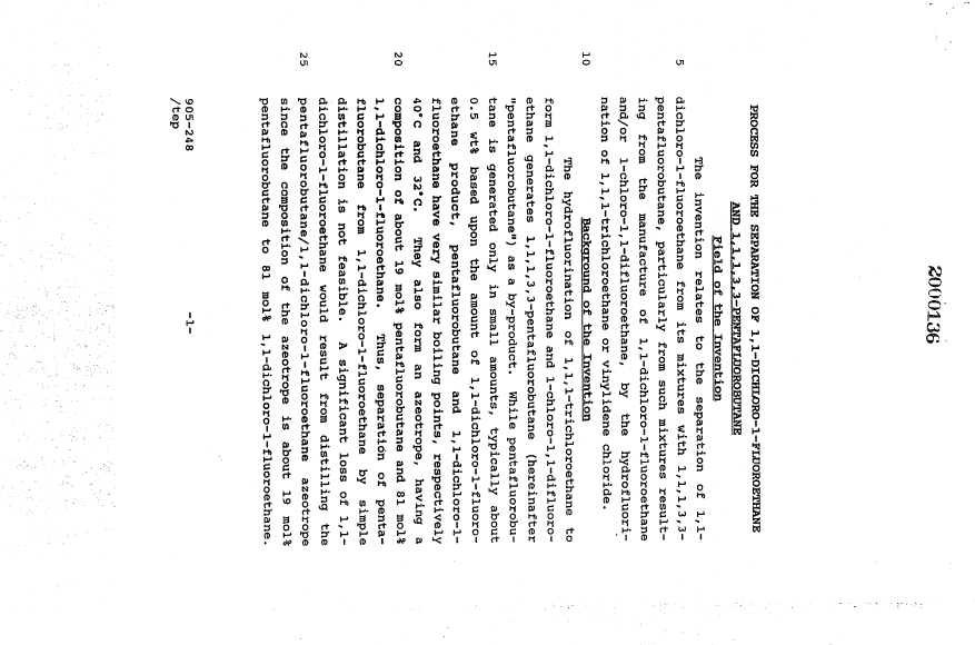 Document de brevet canadien 2000136. Description 19901104. Image 1 de 8