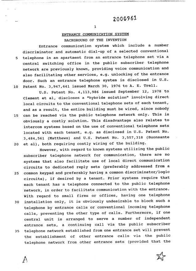 Canadian Patent Document 2000961. Description 19950523. Image 1 of 7