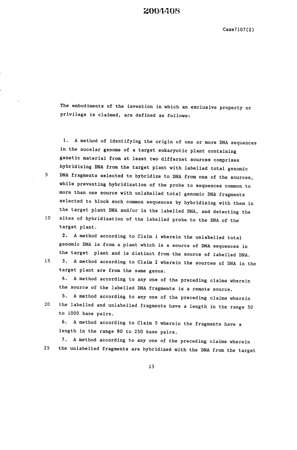 Document de brevet canadien 2004408. Revendications 19900602. Image 1 de 3