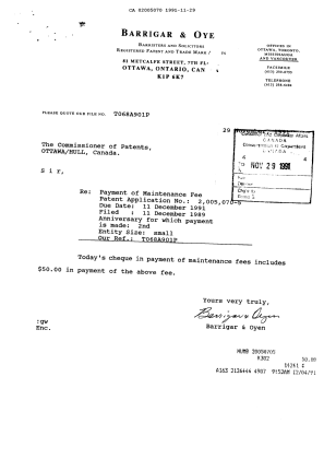 Document de brevet canadien 2005070. Taxes 19901229. Image 1 de 1