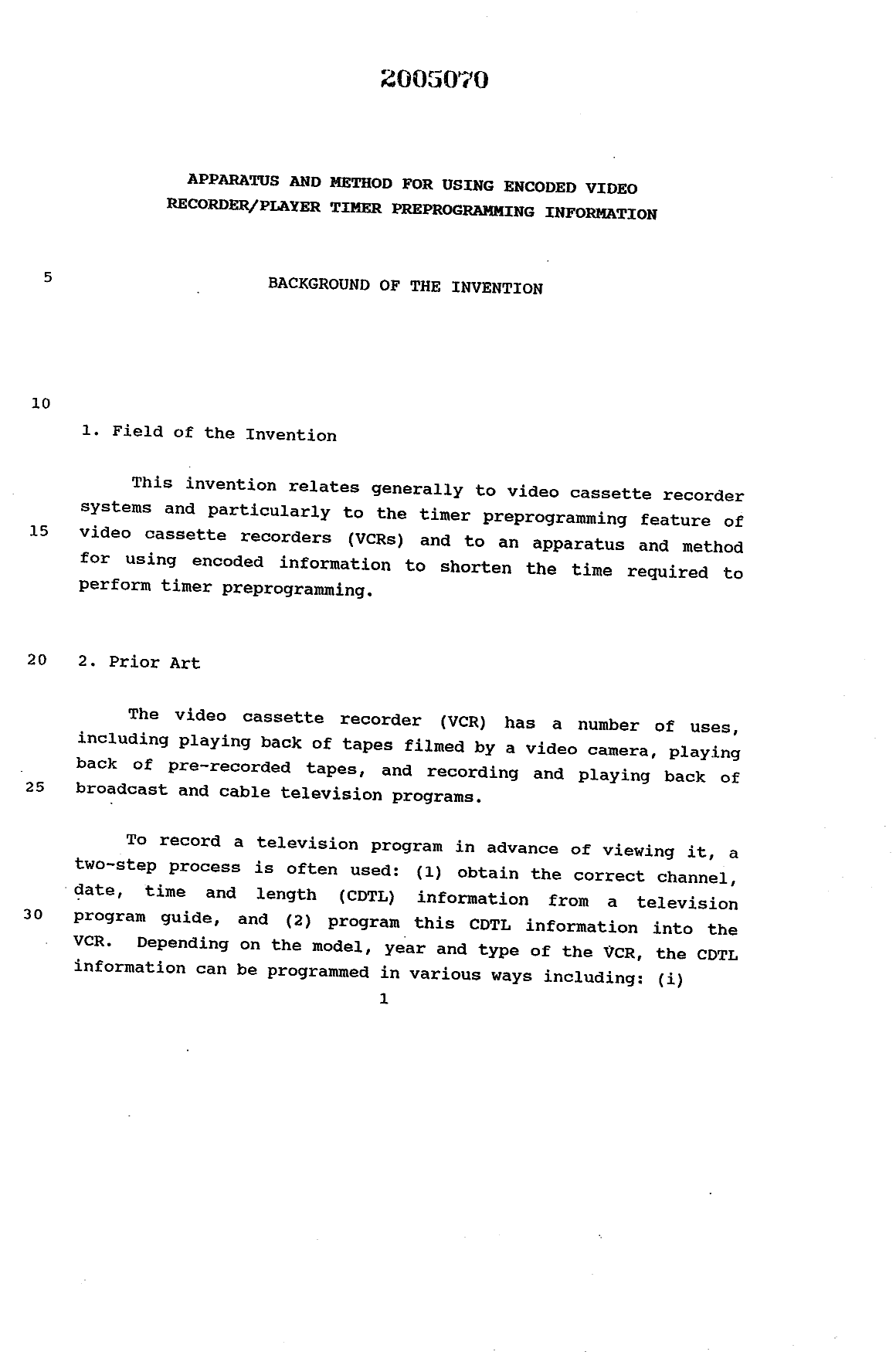 Document de brevet canadien 2005070. Description 19931221. Image 1 de 35