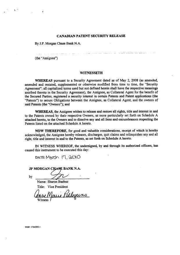Document de brevet canadien 2005070. Cession 20101122. Image 2 de 17