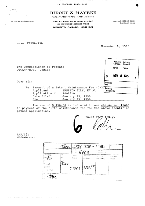 Document de brevet canadien 2008810. Taxes 19951102. Image 1 de 1