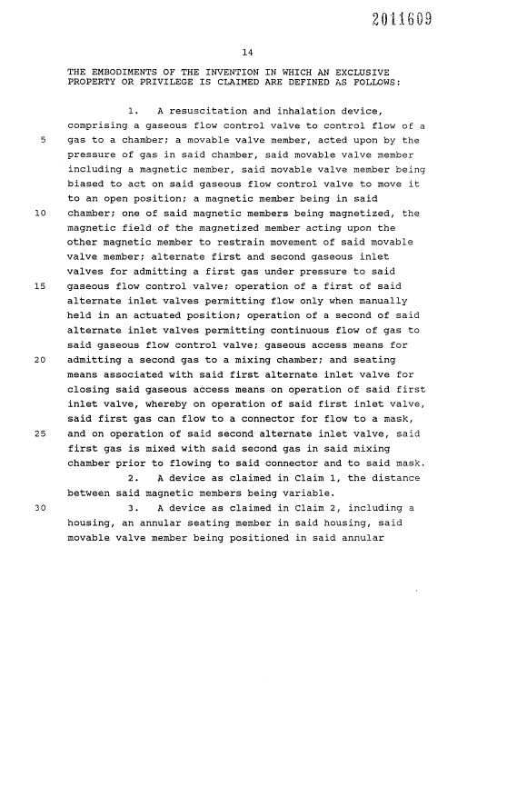 Document de brevet canadien 2011609. Revendications 19921212. Image 1 de 4