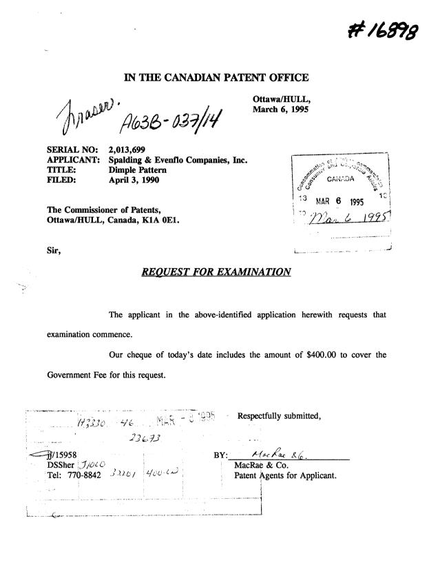 Canadian Patent Document 2013699. Prosecution-Amendment 19941206. Image 1 of 18
