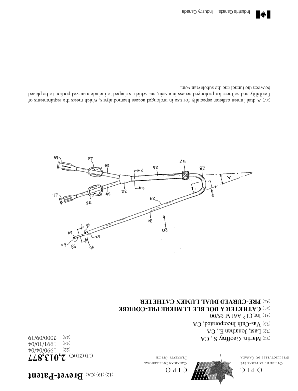 Canadian Patent Document 2013877. Cover Page 20000906. Image 1 of 1
