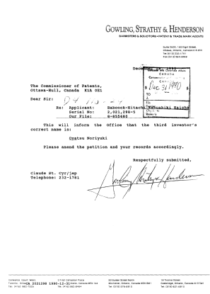Canadian Patent Document 2021298. PCT Correspondence 19901231. Image 1 of 1