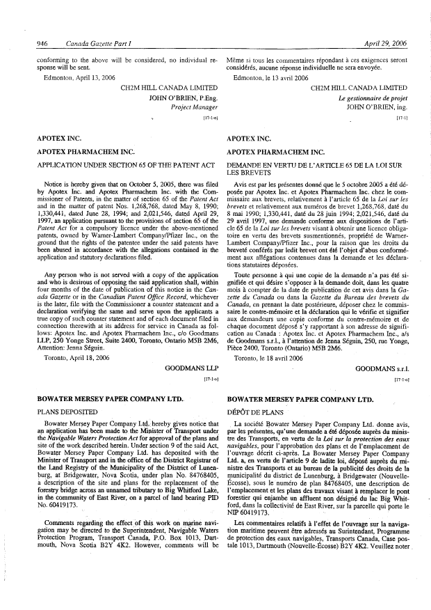 Document de brevet canadien 2021546. Correspondance 20051205. Image 17 de 17