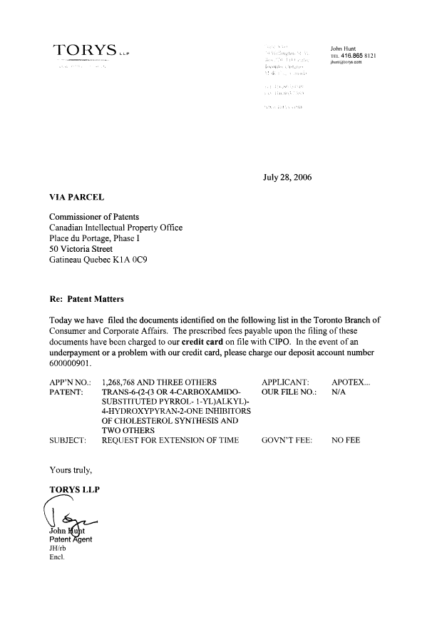 Canadian Patent Document 2021546. Correspondence 20051228. Image 1 of 4