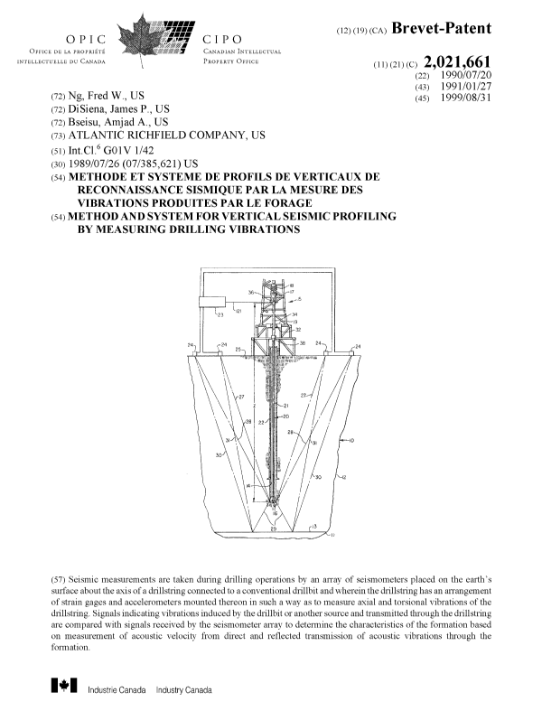 Canadian Patent Document 2021661. Cover Page 19990824. Image 1 of 1