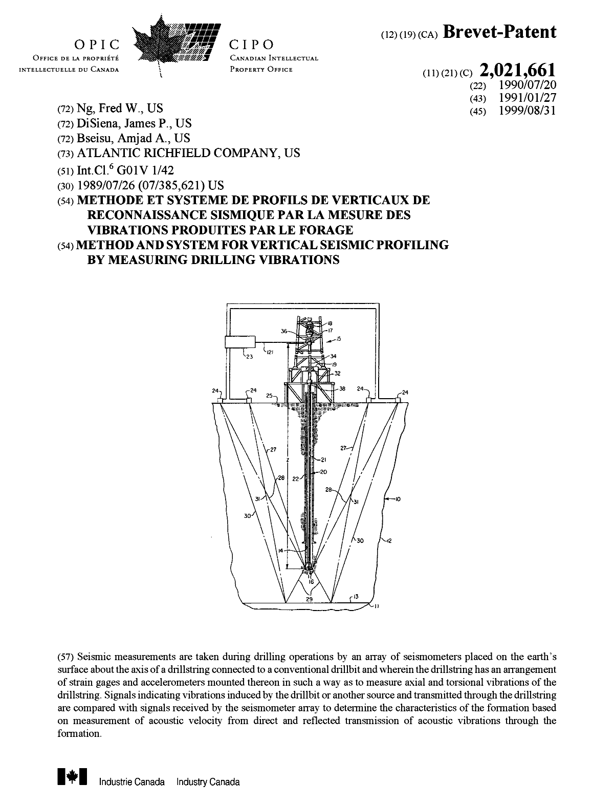 Canadian Patent Document 2021661. Cover Page 19990824. Image 1 of 1