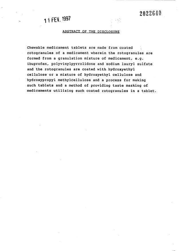 Document de brevet canadien 2022640. Abrégé 19961211. Image 1 de 1