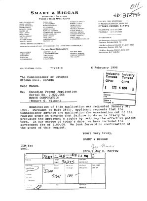 Canadian Patent Document 2022665. Prosecution-Amendment 19980206. Image 1 of 1