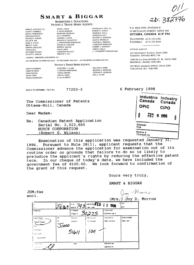 Document de brevet canadien 2022665. Poursuite-Amendment 19980206. Image 1 de 1