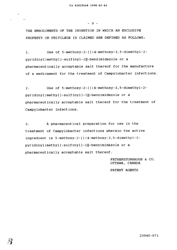 Document de brevet canadien 2025668. Revendications 19971204. Image 1 de 1