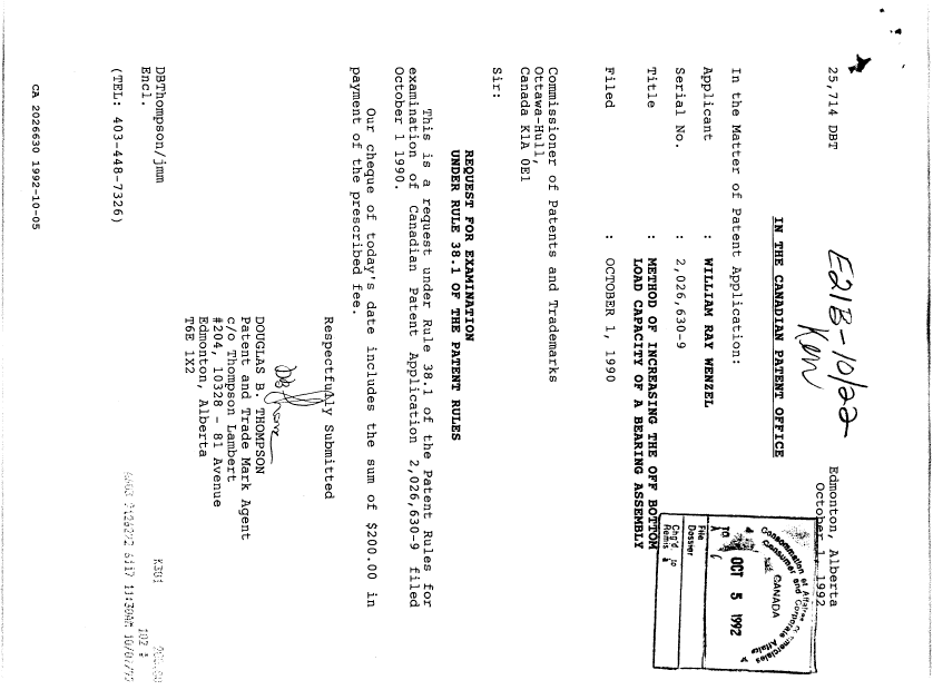 Canadian Patent Document 2026630. Prosecution-Amendment 19911205. Image 1 of 1