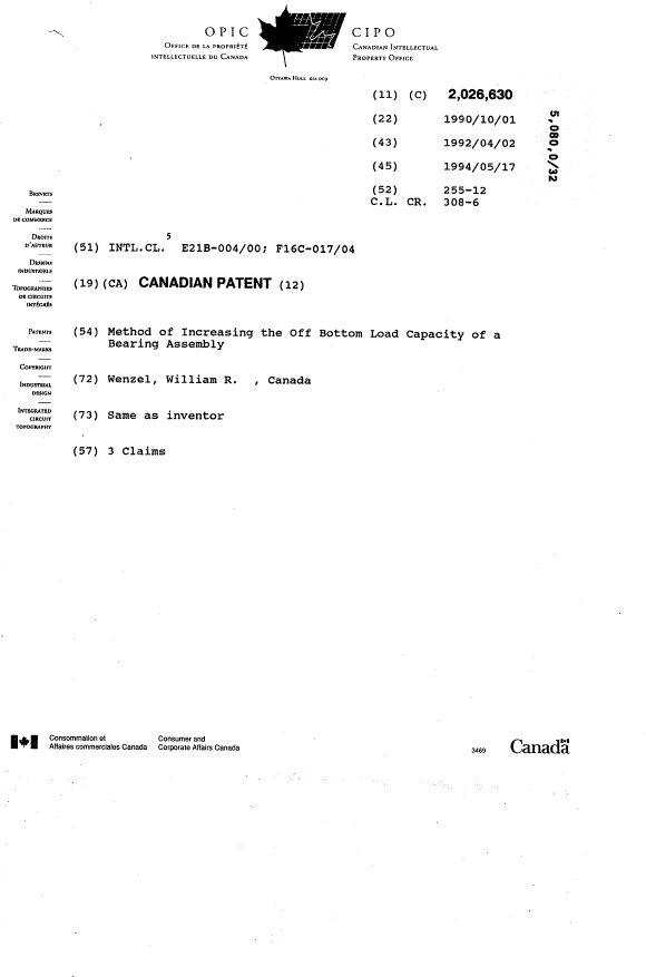 Document de brevet canadien 2026630. Page couverture 19931209. Image 1 de 1