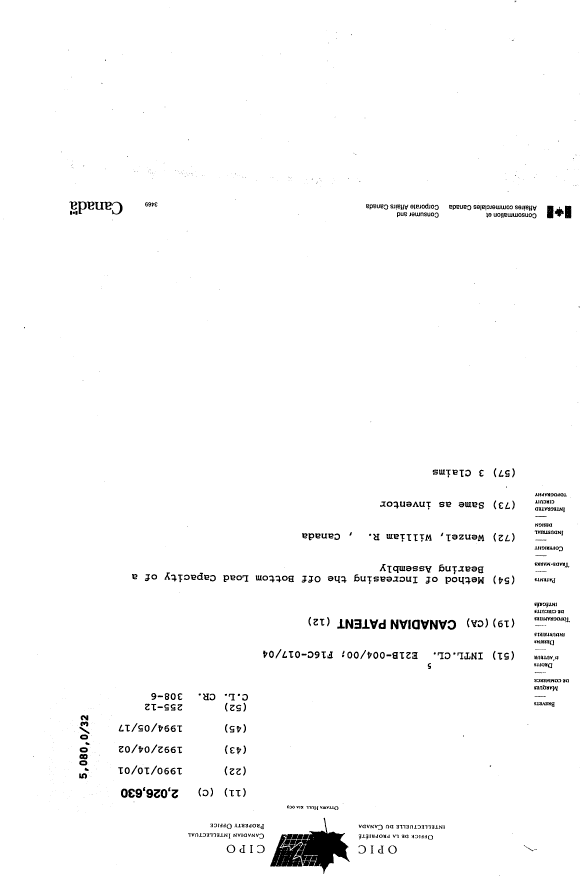 Document de brevet canadien 2026630. Page couverture 19931209. Image 1 de 1