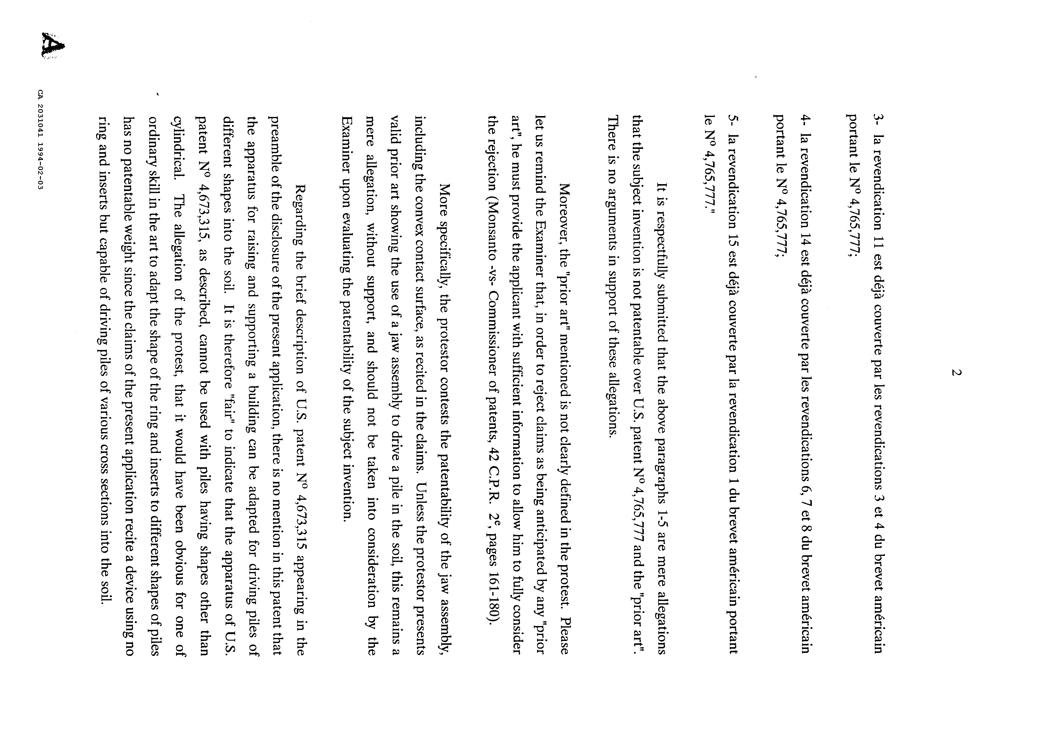 Document de brevet canadien 2031041. Poursuite-Amendment 19931203. Image 2 de 3