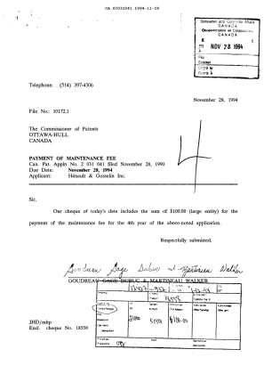 Document de brevet canadien 2031041. Taxes 19931228. Image 1 de 1