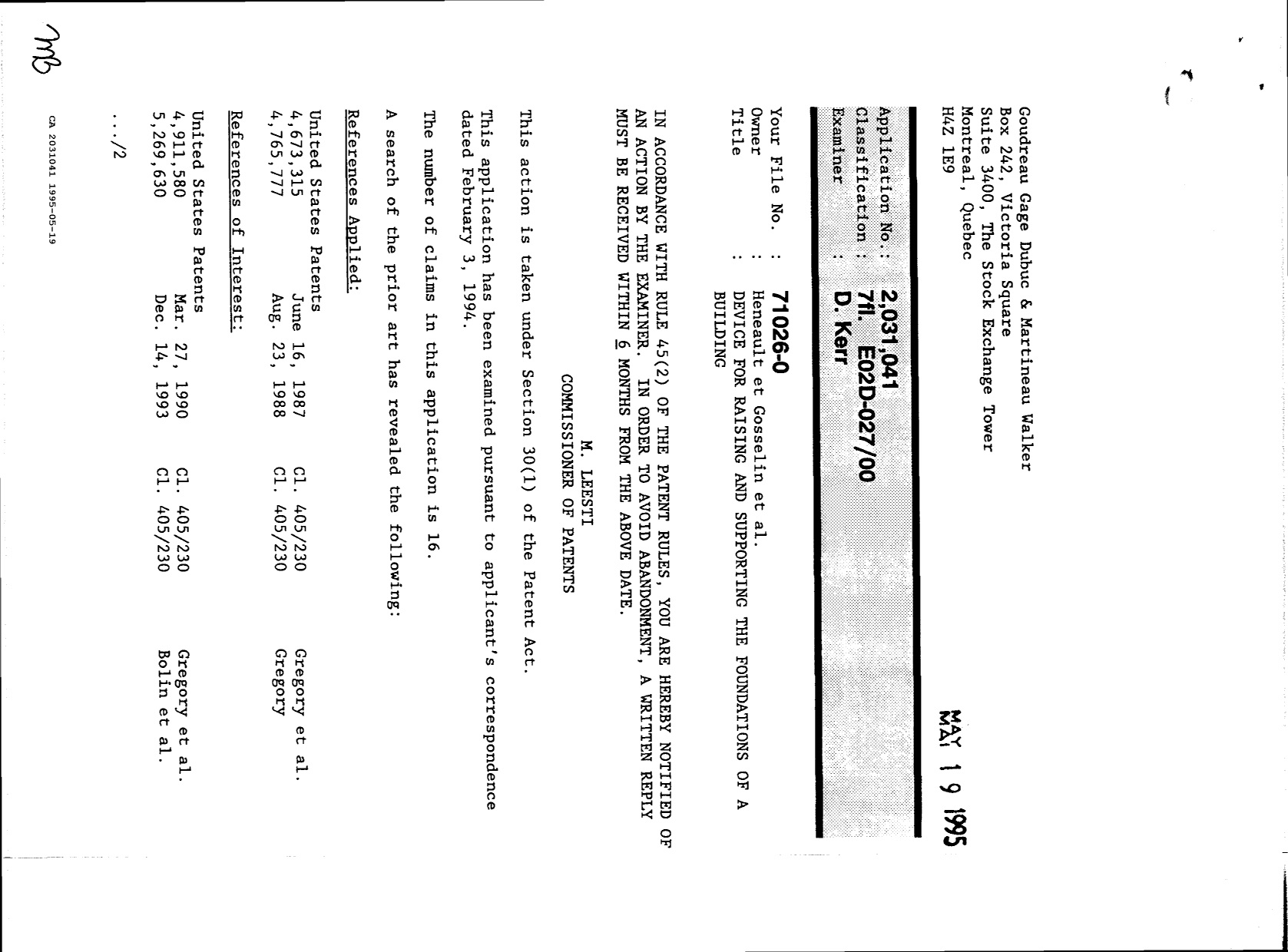 Document de brevet canadien 2031041. Poursuite-Amendment 19941219. Image 1 de 3