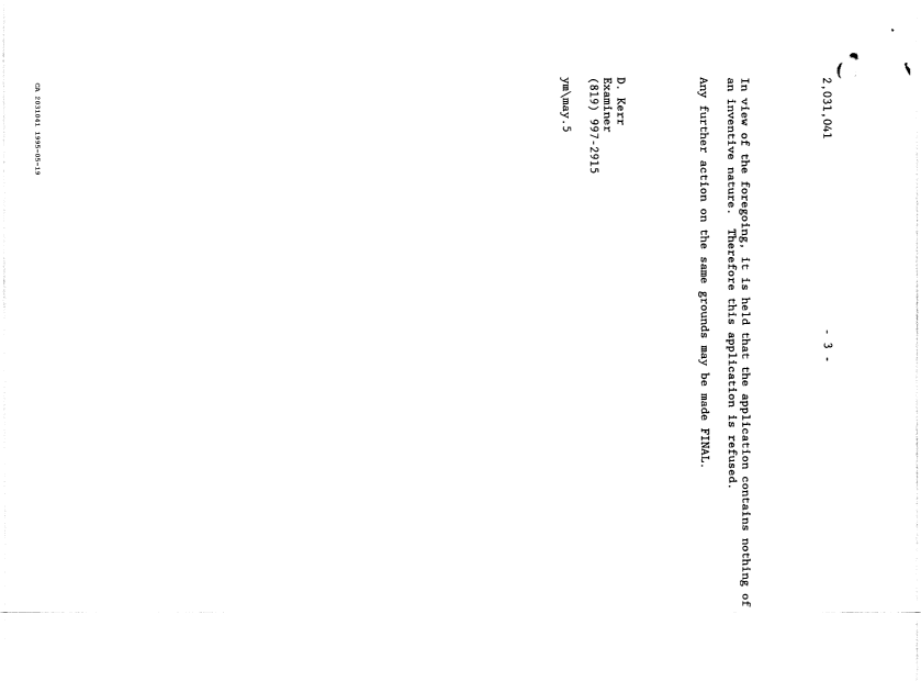 Document de brevet canadien 2031041. Poursuite-Amendment 19941219. Image 3 de 3