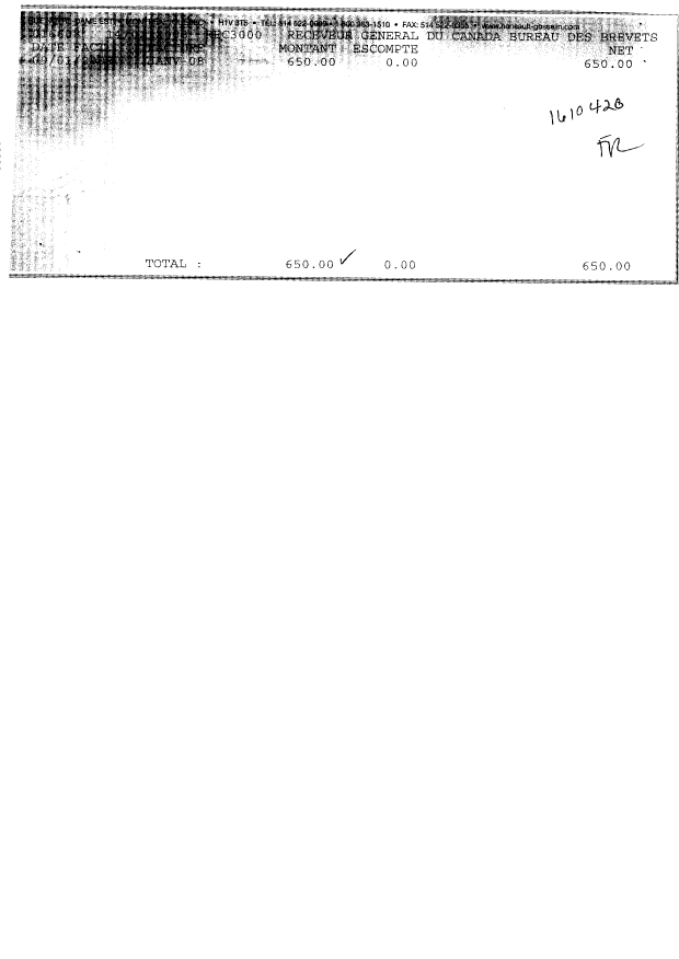 Document de brevet canadien 2031041. Taxes 20071219. Image 2 de 2