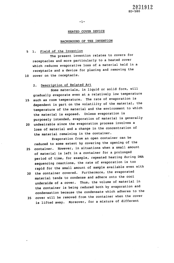 Document de brevet canadien 2031912. Description 19910623. Image 1 de 12