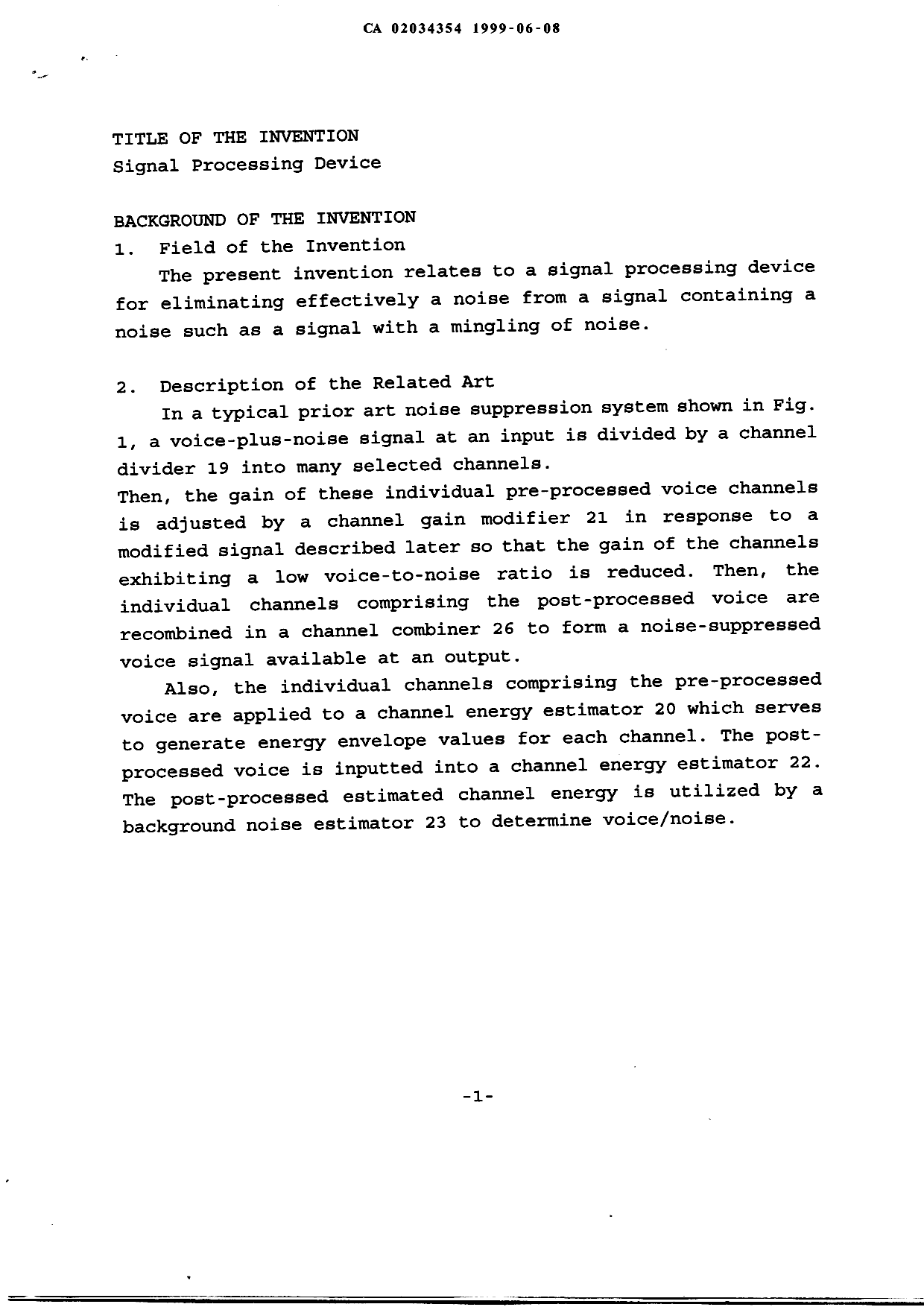 Canadian Patent Document 2034354. Description 19990608. Image 1 of 27