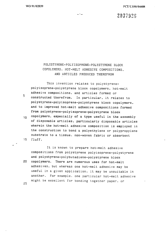 Canadian Patent Document 2037926. Description 20010129. Image 1 of 23
