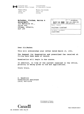 Canadian Patent Document 2038646. Office Letter 19910830. Image 1 of 1