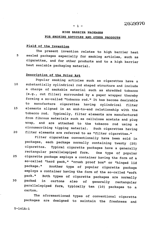 Document de brevet canadien 2039970. Description 19940302. Image 1 de 26