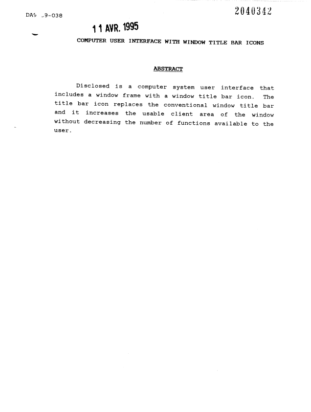 Document de brevet canadien 2040342. Abrégé 19950411. Image 1 de 1