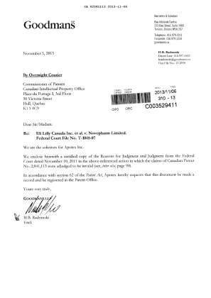Document de brevet canadien 2041113. Correspondance 20131106. Image 1 de 103