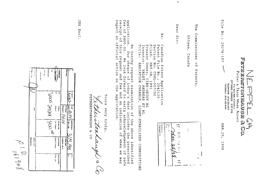 Document de brevet canadien 2042125. Poursuite-Amendment 19971225. Image 1 de 1