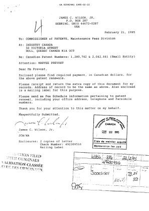 Canadian Patent Document 2042441. Fees 19950222. Image 1 of 1