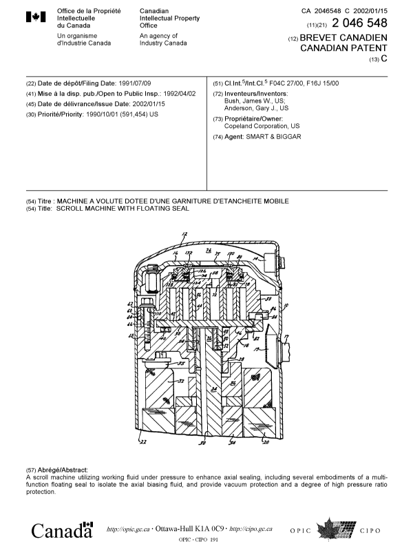 Canadian Patent Document 2046548. Cover Page 20011217. Image 1 of 1