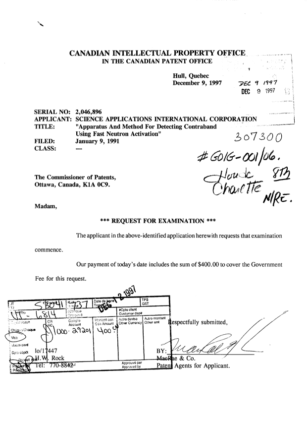 Canadian Patent Document 2046896. Prosecution-Amendment 19961209. Image 1 of 1