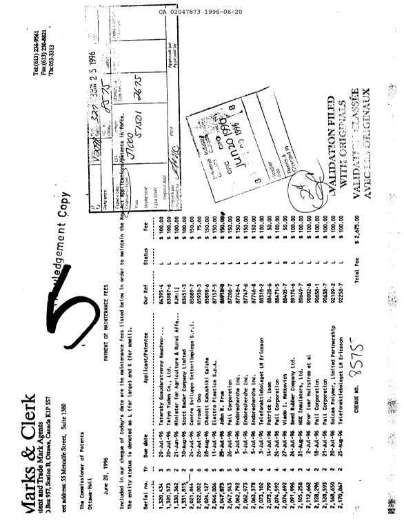 Canadian Patent Document 2047873. Fees 19951220. Image 1 of 1
