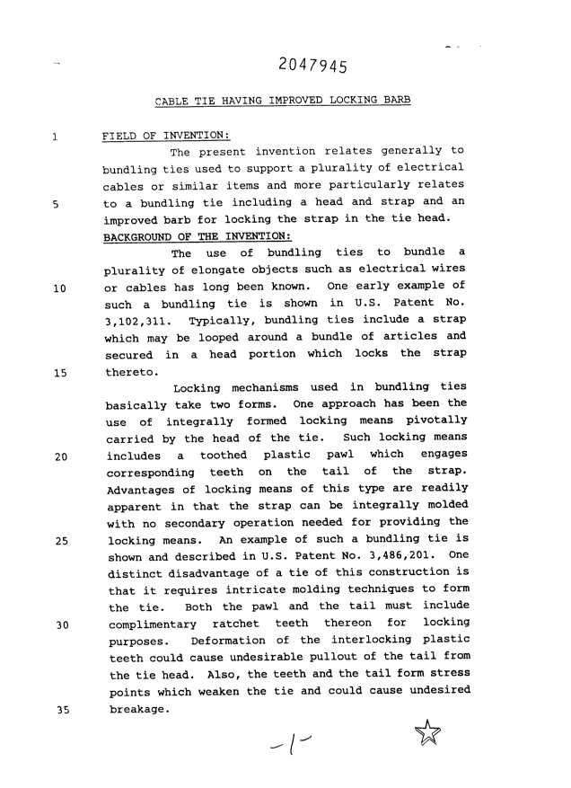 Document de brevet canadien 2047945. Description 19950404. Image 1 de 6